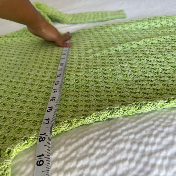 GB Gianni Bini Women's Neon Green Stretch Open Knit Top Sweater Size M - Picture 6 of 8